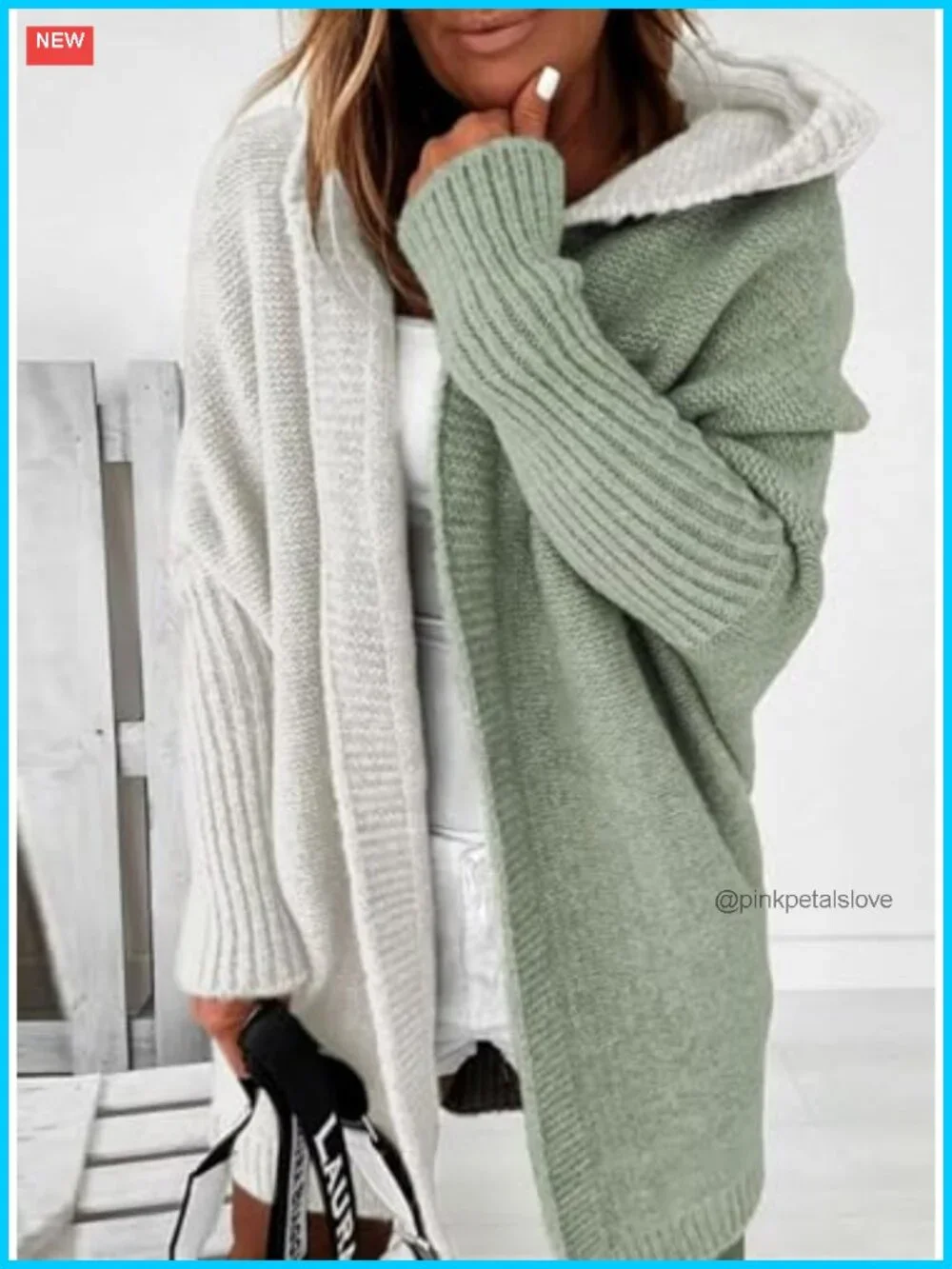 Hooded Knit Cardigan Sweater Open Front Long Sleeve Casual Fall